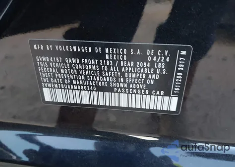 2024 Volkswagen Jetta 1.5T Se z USA, uszkodzony, nr VIN 3VWEM7BU8RM080240